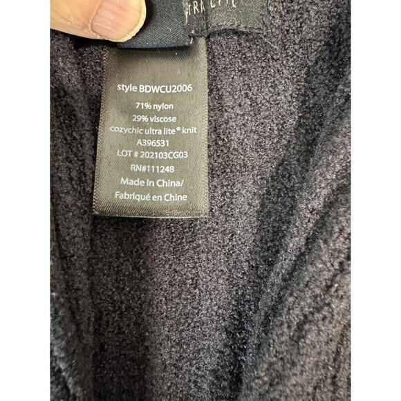 Barefoot Dreams CozyChic Ultra Lite Open Cardigan Hooded Ribbed Cozy Black XS - Picture 4 of 9